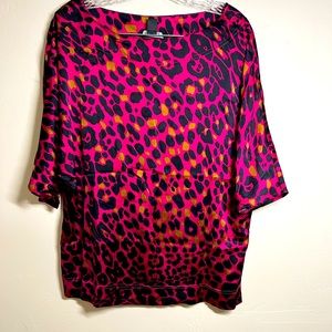 St. John Magenta animal print blouse size small fits medium